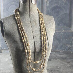Jay Feinberg Strongwater SIGNED 3-strand textured gold bead necklace